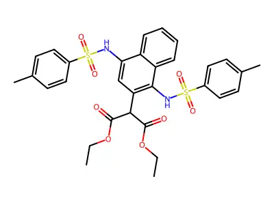 Diethyl 2-[1,4-bis[(4-methylphenyl)sulfonylamino]naphthalen-2-yl]propanedioate structure