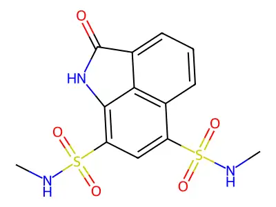 2-Oxo-1,2-dihydro-benzo[cd]indole-6,8-disulfonic acid bis-methylamide structure