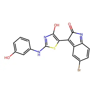 (Z)-5-(5-bromo-2-oxoindolin-3-ylidene)-2-((3-hydroxyphenyl)amino)thiazol-4(5H)-one structure