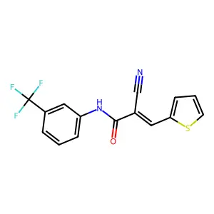 (2E)-2-cyano-3-(thiophen-2-yl)-N-[3-(trifluoromethyl)phenyl]prop-2-enamide structure