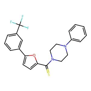 (4-Phenylpiperazin-1-yl)(5-(3-(trifluoromethyl)phenyl)furan-2-yl)methanethione structure