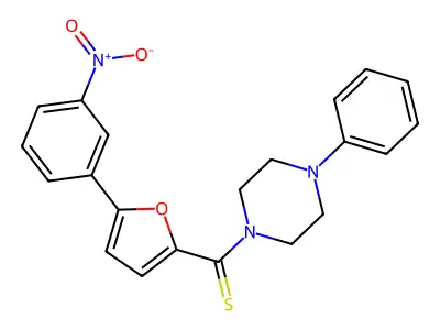 (5-(3-Nitrophenyl)furan-2-yl)(4-phenylpiperazin-1-yl)methanethione structure