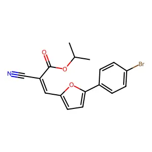 propan-2-yl (2E)-3-[5-(4-bromophenyl)furan-2-yl]-2-cyanoprop-2-enoate structure