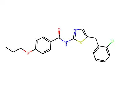N-[5-(2-chlorobenzyl)-1,3-thiazol-2-yl]-4-propoxybenzamide structure