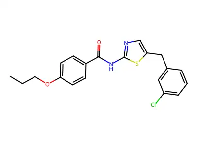 N-[5-[(3-chlorophenyl)methyl]-1,3-thiazol-2-yl]-4-propoxybenzamide structure