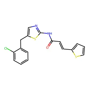 (2E)-N-[5-(2-chlorobenzyl)-1,3-thiazol-2-yl]-3-(thiophen-2-yl)prop-2-enamide structure