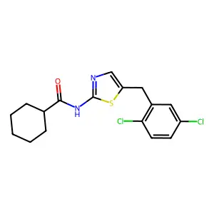 N-[5-(2,5-dichlorobenzyl)-1,3-thiazol-2-yl]cyclohexanecarboxamide structure