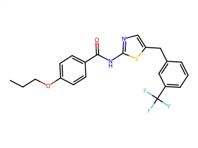 4-propoxy-N-(5-(3-(trifluoromethyl)benzyl)thiazol-2-yl)benzamide structure