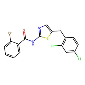 2-bromo-N-[5-(2,4-dichlorobenzyl)-1,3-thiazol-2-yl]benzamide structure