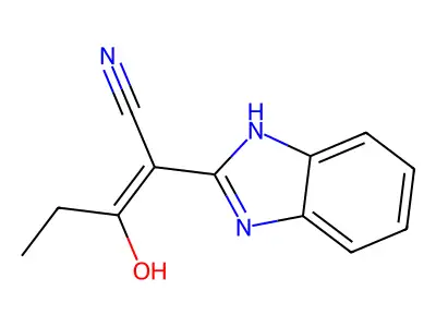 (Z)-2-(1H-benzo[d]imidazol-2-yl)-3-hydroxypent-2-enenitrile structure
