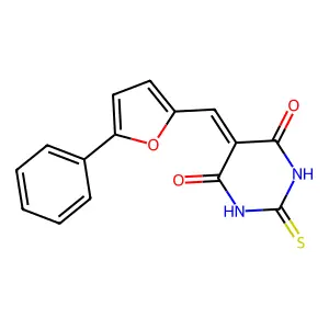 5-[(5-Phenylfuran-2-yl)methylidene]-2-sulfanylidene-1,3-diazinane-4,6-dione structure