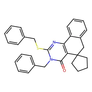 3-benzyl-2-benzylsulfanylspiro[6H-benzo[h]quinazoline-5,1'-cyclopentane]-4-one structure