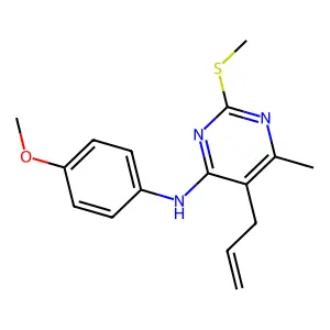 N-(4-methoxyphenyl)-6-methyl-2-methylsulfanyl-5-prop-2-enylpyrimidin-4-amine structure