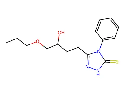 3-(3-hydroxy-4-propoxybutyl)-4-phenyl-1H-1,2,4-triazole-5-thione structure