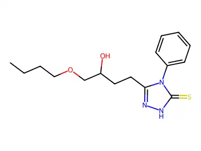 3-(4-butoxy-3-hydroxybutyl)-4-phenyl-1H-1,2,4-triazole-5-thione structure