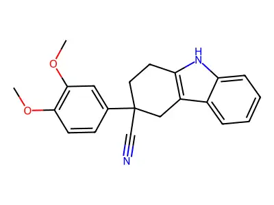 3-(3,4-dimethoxyphenyl)-2,3,4,9-tetrahydro-1H-carbazole-3-carbonitrile structure
