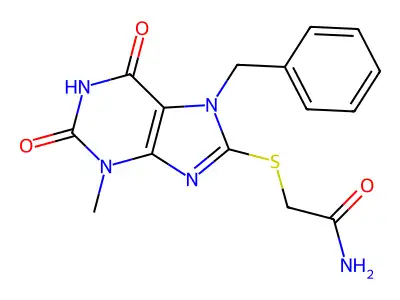 2-((7-benzyl-3-methyl-2,6-dioxo-2,3,6,7-tetrahydro-1H-purin-8-yl)thio)acetamide structure
