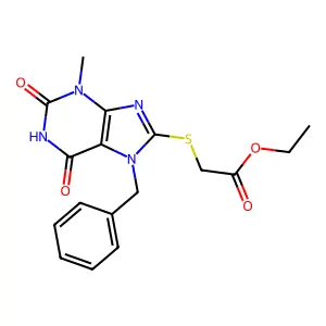 Ethyl 2-(7-benzyl-3-methyl-2,6-dioxopurin-8-yl)sulfanylacetate structure