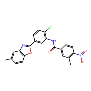 N-[2-Chloro-5-(5-methyl-benzooxazol-2-yl)-phenyl]-3-methyl-4-nitro-benzamide structure