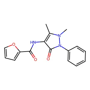 N-(1,5-dimethyl-3-oxo-2-phenylpyrazol-4-yl)furan-2-carboxamide structure