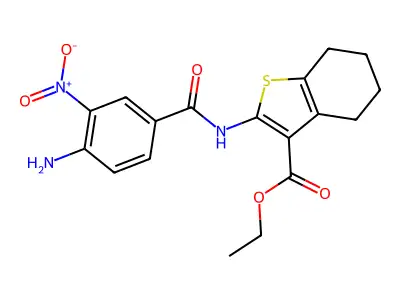 ethyl 2-[(4-amino-3-nitrobenzoyl)amino]-4,5,6,7-tetrahydro-1-benzothiophene-3-carboxylate structure