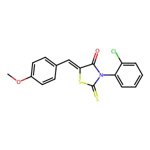 (5Z)-3-(2-chlorophenyl)-5-(4-methoxybenzylidene)-2-thioxo-1,3-thiazolidin-4-one structure