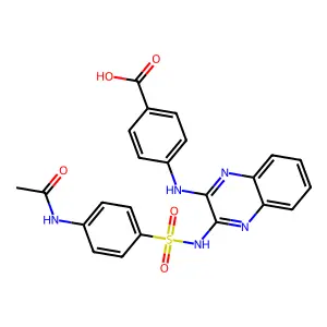 4-[[3-[(4-acetamidophenyl)sulfonylamino]quinoxalin-2-yl]amino]benzoic Acid structure