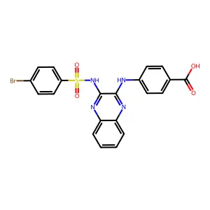 4-[[3-[(4-bromophenyl)sulfonylamino]quinoxalin-2-yl]amino]benzoic Acid structure