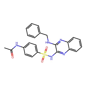 N-[4-({[3-(benzylamino)-2-quinoxalinyl]amino}sulfonyl)phenyl]acetamide structure