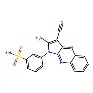 3-(2-amino-3-cyano-1H-pyrrolo[2,3-b]quinoxalin-1-yl)benzenesulfonamide structure