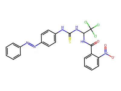 2-nitro-N-{2,2,2-trichloro-1-[({[4-(phenyldiazenyl)phenyl]amino}carbonothioyl)amino]ethyl}benzamide structure