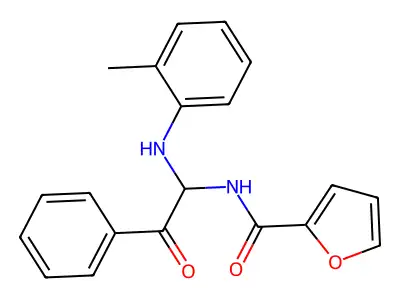 N-[2-oxo-2-phenyl-1-(2-toluidino)ethyl]-2-furamide structure