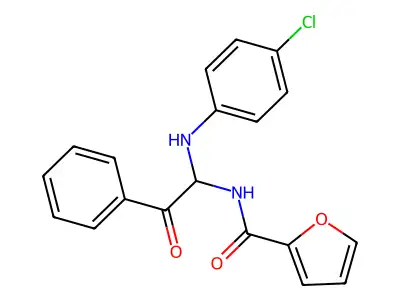 N-{1-[(4-chlorophenyl)amino]-2-oxo-2-phenylethyl}furan-2-carboxamide structure