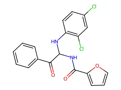 N-{1-[(2,4-dichlorophenyl)amino]-2-oxo-2-phenylethyl}furan-2-carboxamide structure