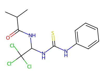 2-methyl-N-{2,2,2-trichloro-1-[(phenylcarbamothioyl)amino]ethyl}propanamide structure