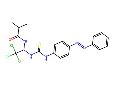 2-methyl-N-{2,2,2-trichloro-1-[({4-[(E)-phenyldiazenyl]phenyl}carbamothioyl)amino]ethyl}propanamide structure