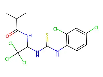 2-methyl-N-[2,2,2-trichloro-1-[(2,4-dichlorophenyl)carbamothioylamino]ethyl]propanamide structure