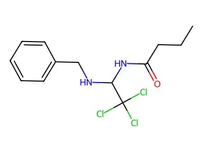 N-[1-(benzylamino)-2,2,2-trichloroethyl]butanamide structure