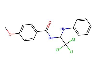 N-(1-anilino-2,2,2-trichloroethyl)-4-methoxybenzamide structure