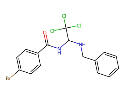 N-[1-(benzylamino)-2,2,2-trichloroethyl]-4-bromobenzamide structure