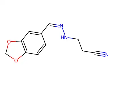 3-[(2Z)-2-(1,3-benzodioxol-5-ylmethylidene)hydrazinyl]propanenitrile structure