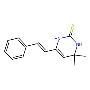4,4-dimethyl-6-[(E)-2-phenylethenyl]-1,3-dihydropyrimidine-2-thione structure