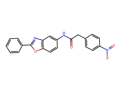 2-(4-nitrophenyl)-N-(2-phenyl-1,3-benzoxazol-5-yl)acetamide structure