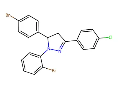 2-(2-Bromophenyl)-3-(4-bromophenyl)-5-(4-chlorophenyl)-3,4-dihydropyrazole structure