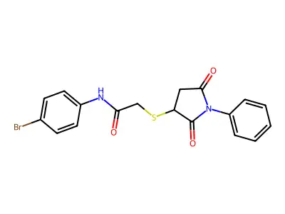 N-(4-bromophenyl)-2-[(2,5-dioxo-1-phenylpyrrolidin-3-yl)sulfanyl]acetamide structure