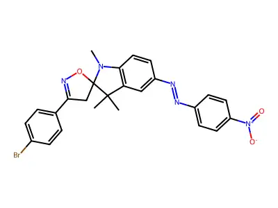 Spiro[2H-indole-2,5'(4'H)-isoxazole], 3'-(4-bromophenyl)-1,3-dihydro-1,3,3-trimethyl-5-[2-(4-nitrophenyl)diazenyl]- structure