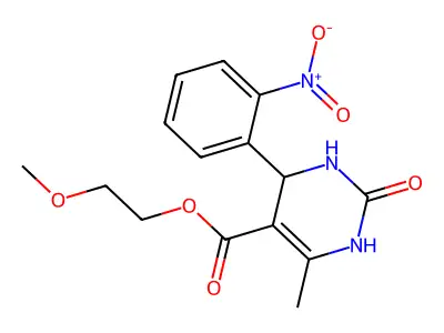 2-methoxyethyl 6-methyl-4-(2-nitrophenyl)-2-oxo-1,2,3,4-tetrahydropyrimidine-5-carboxylate structure