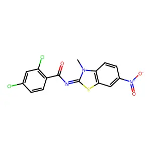 (E)-2,4-dichloro-N-(3-methyl-6-nitrobenzo[d]thiazol-2(3H)-ylidene)benzamide structure