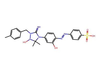 Benzenesulfonic acid, 4-[2-[2-hydroxy-4-[2-hydroxy-5-imino-3,3-dimethyl-1-[(4-methylphenyl)methyl]-1,2,4-triazolidin-4-yl]phenyl]diazenyl]- structure