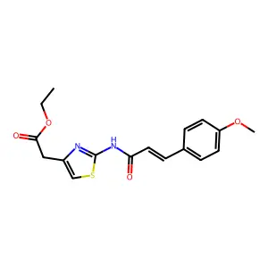 {2-[3-(4-Methoxy-phenyl)-acryloylamino]-thiazol-4-yl}-acetic acid ethyl ester structure